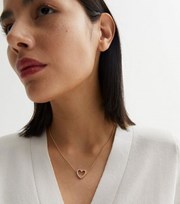 New Look Gold Diamante Open Heart Pendant Necklace